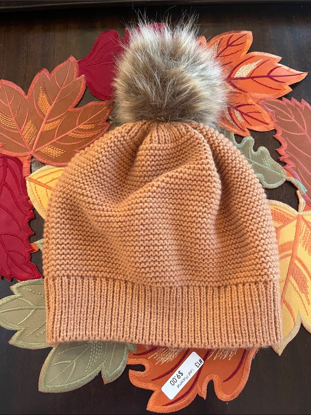 Cozy Kids Pom Pom Hat in Rust